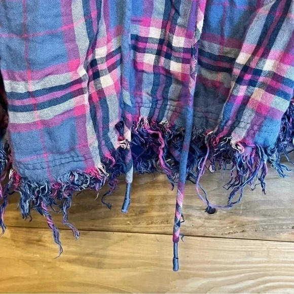 WOMEN'S PRE-WORN Medium‎ MUMU BLUE ELASTIC WAIST Flare and fringe bottom flannel - Picture 5 of 9